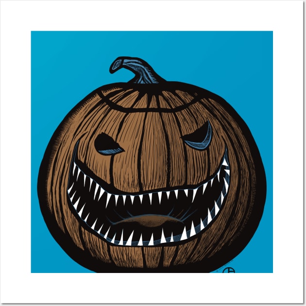 Scary Pumpkin Wall Art by Art from the Blue Room